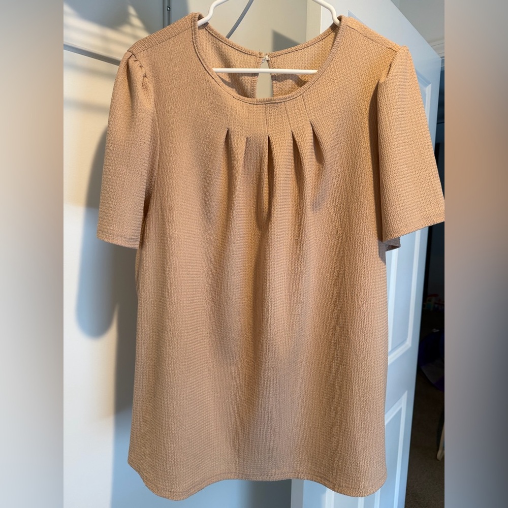 SHEIN Tan Pleated Blouse